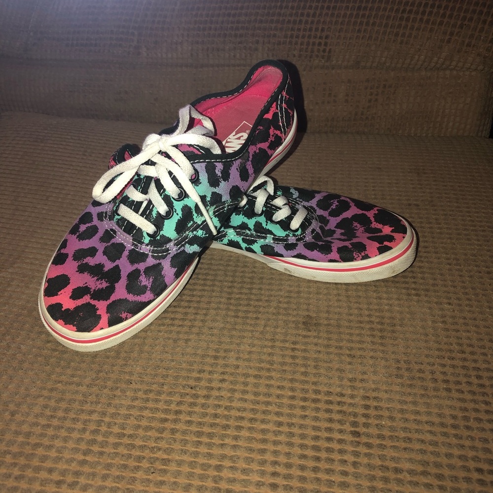 Rainbow Cheetah Vans! Size 3!